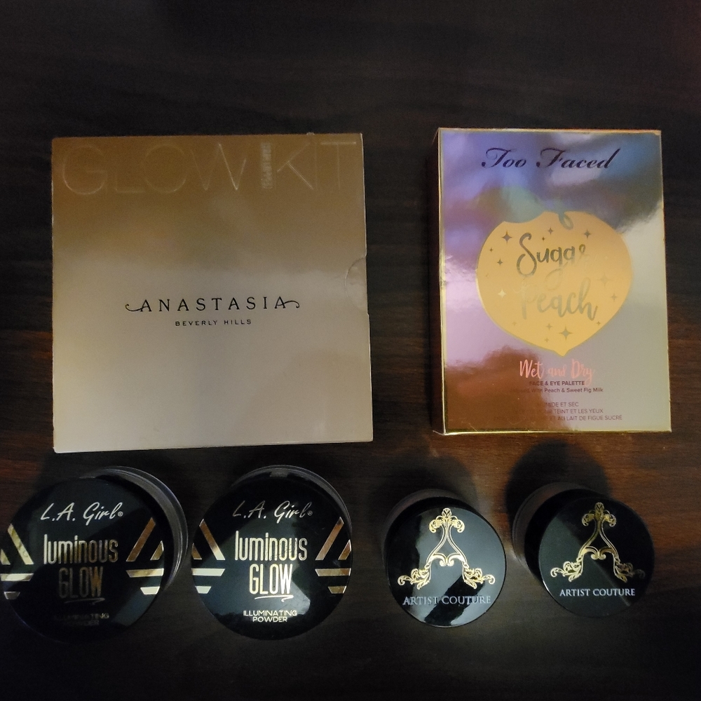 GLOWY HIGHLIGHTER bundle: Anastasia, Too faced, Artist Coutoure, LA GIRL